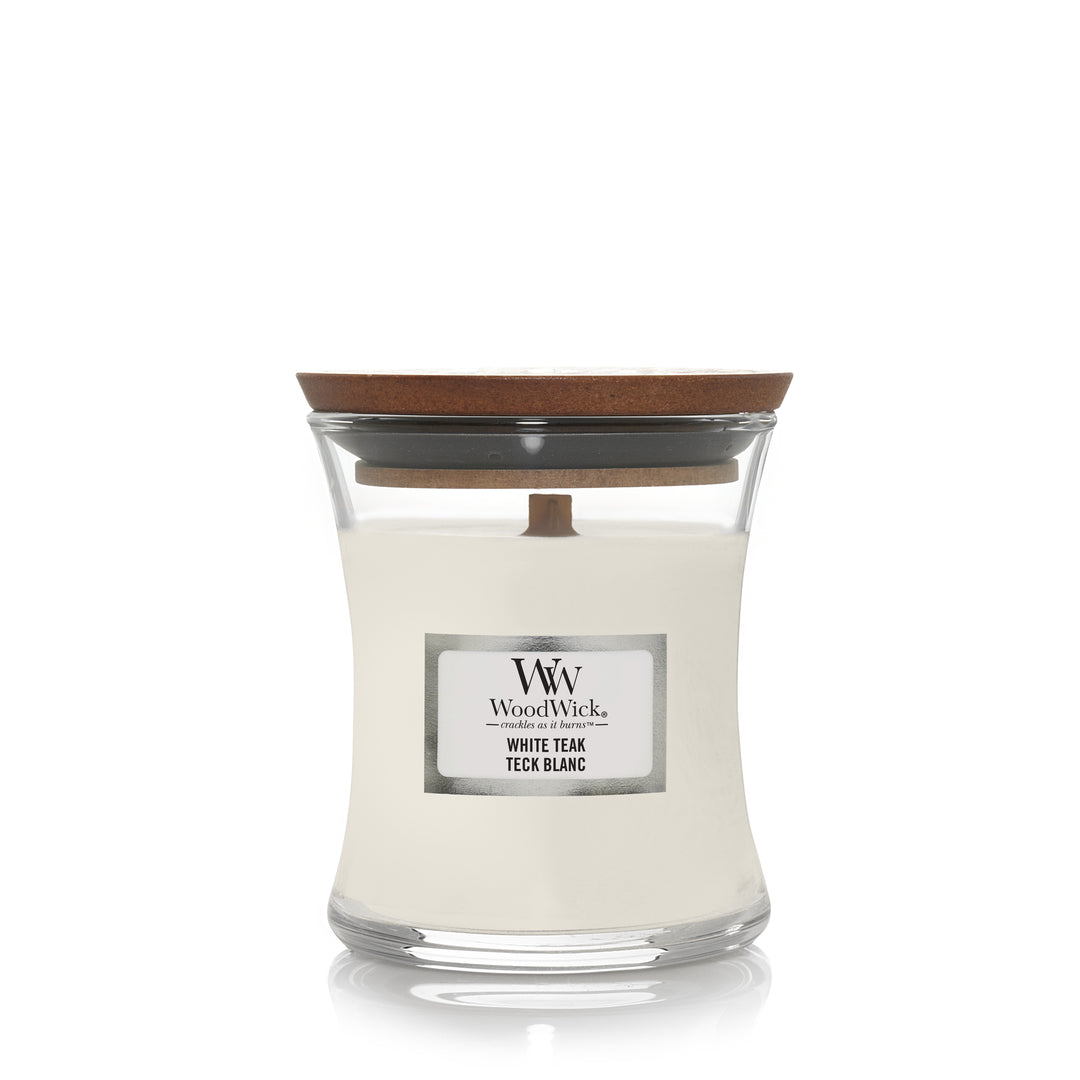 WoodWick White Teak Candle Mini