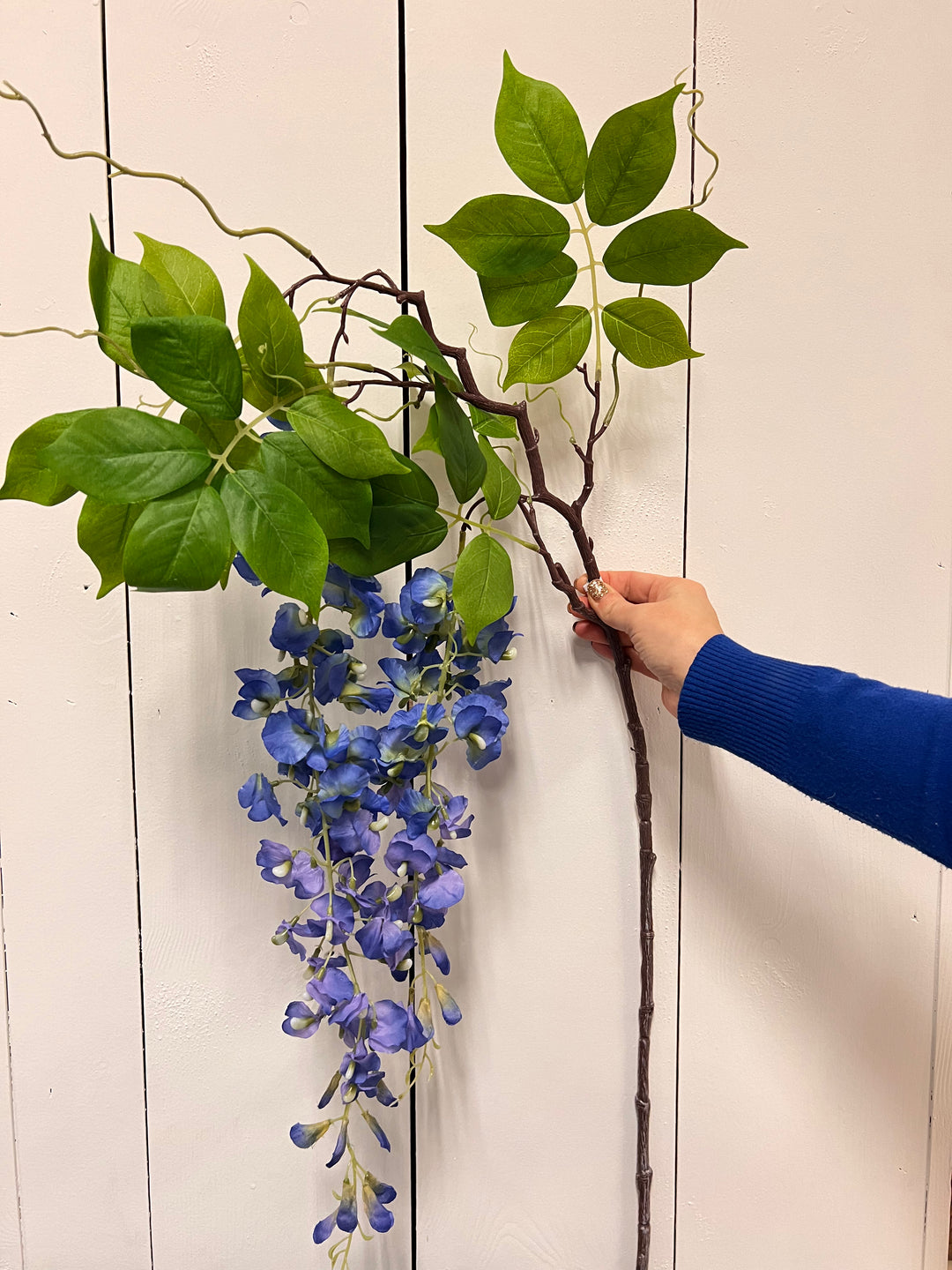Kunstbloem Wisteria/Blauweregen blauw 145 cm zijde kunstbloem