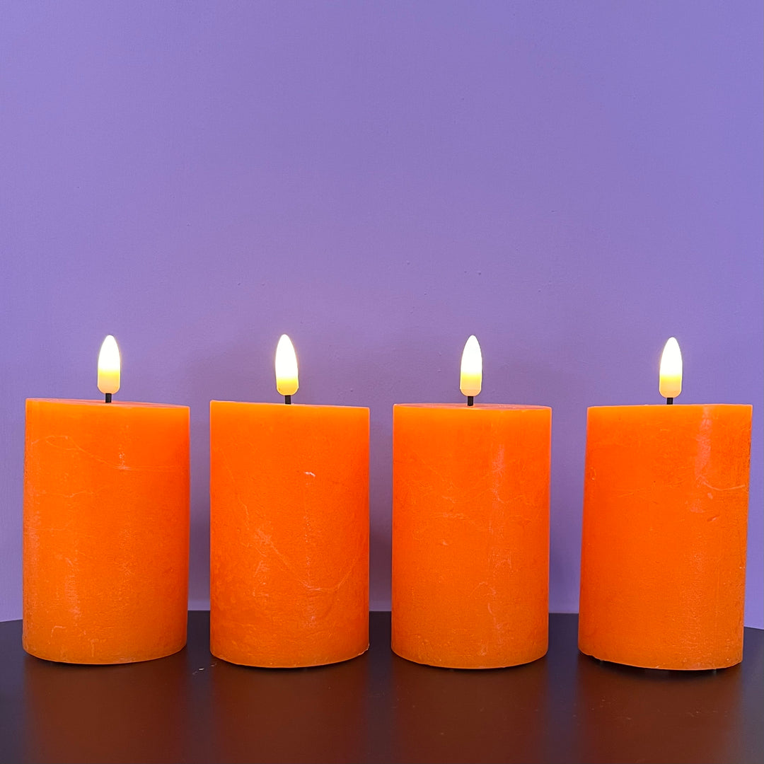 Slenders - LED-Kaarsen Oranje van echt Kaarsvet set van 4 - H10