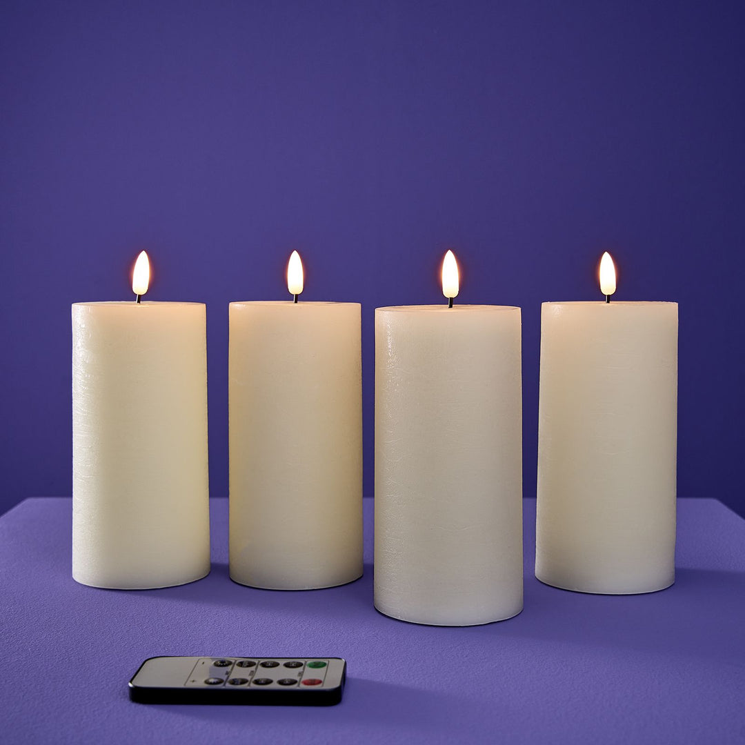 Slenders - LED-Kaarsen Creme wit van echt Kaarsvet set van 4 - H15