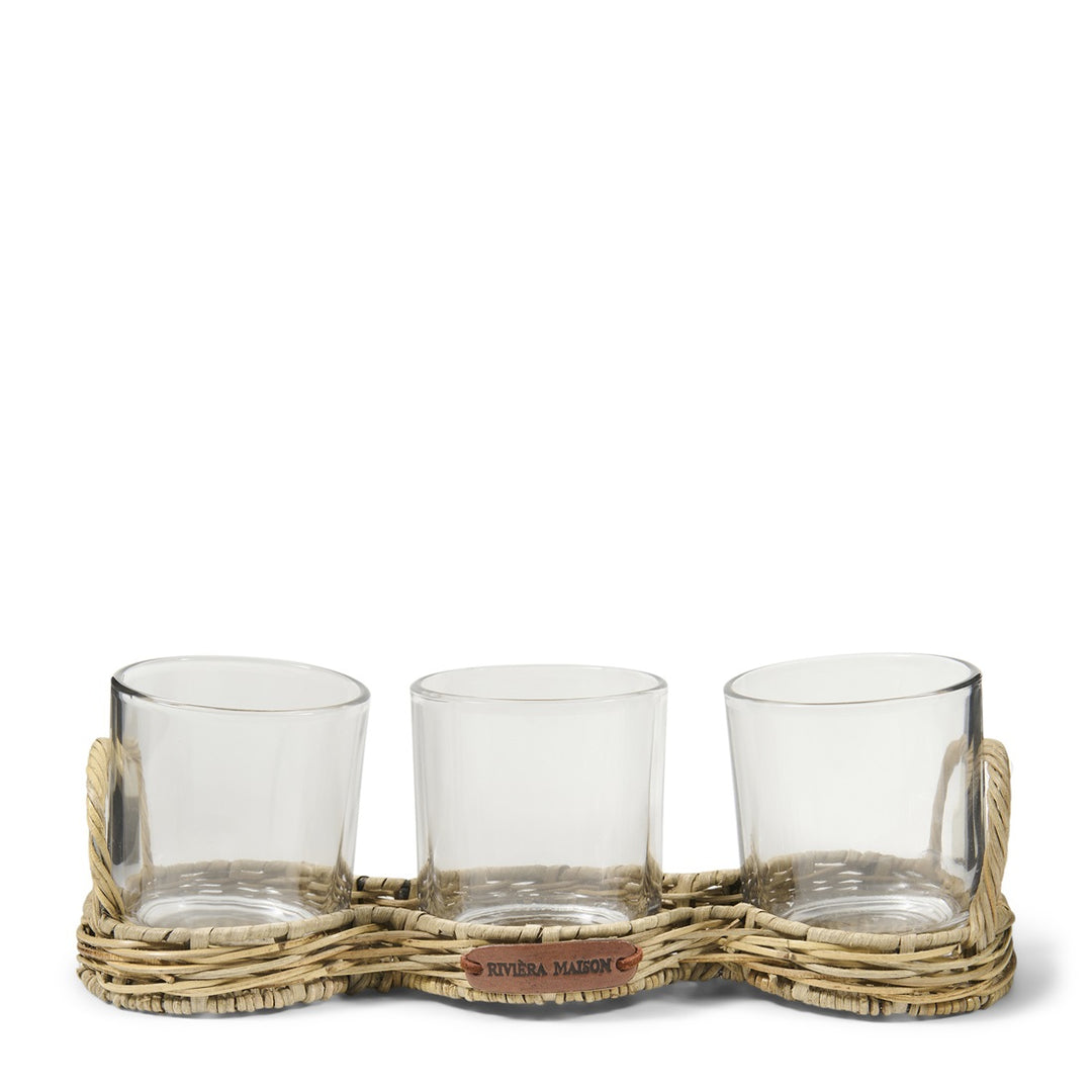 Rivièra Maison Rustic Rattan Triple Votive - Waxinelichthouder