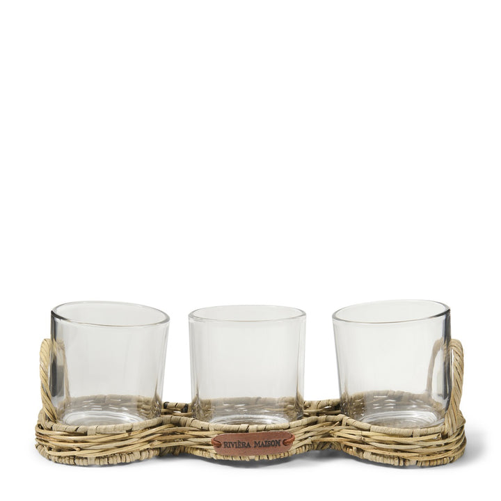 Rivièra Maison Rustic Rattan Triple Votive - Waxinelichthouder