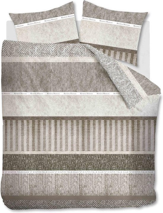 Riviera Maison Winterclub dekbedovertrek - Lits-Jumeaux - 240x200/220 - Taupe