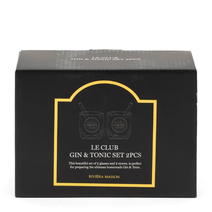 Rivièra Maison Gin & Tonic Glas Le Club, Set van 2 - Glazen