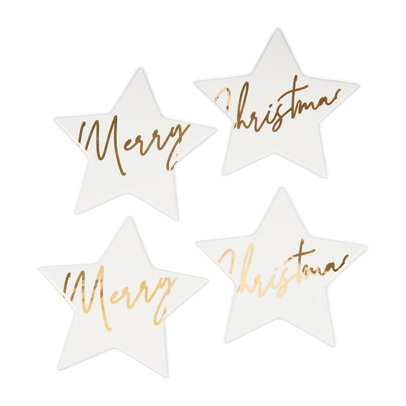 Rivièra Masion Onderzetters Merry Christmas Star Coasters 4 stuks