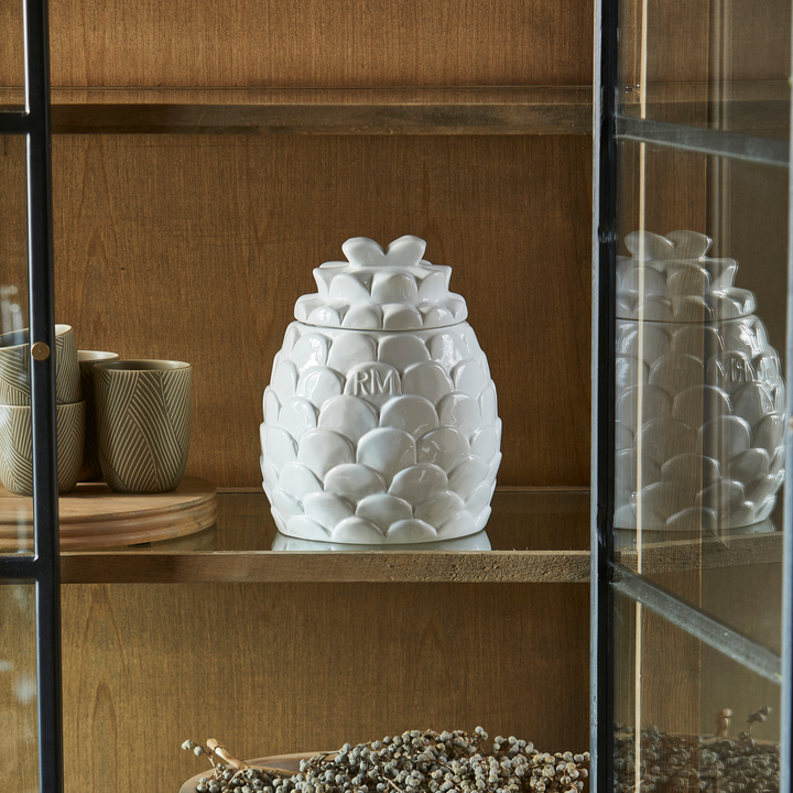 Rivièra Maison Frosted Pine Cone Storage Jar voorraadpot, wit