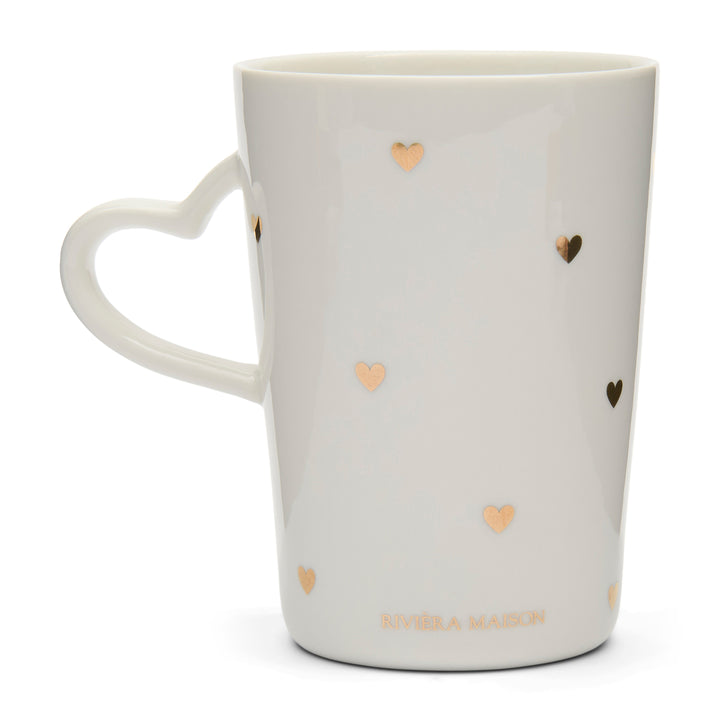 Rivièra Maison RM Love Mug gold L- Koffiekop met hartjes