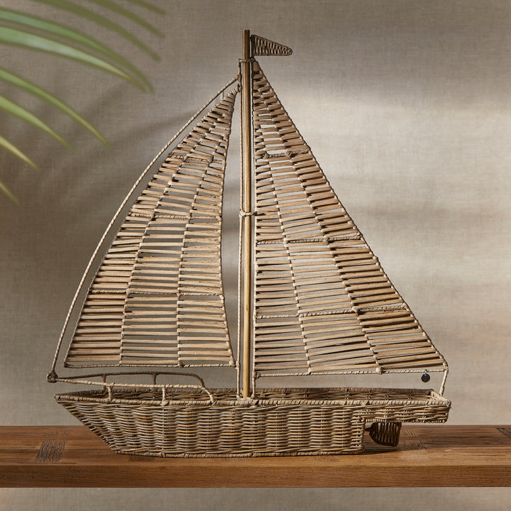 Rivièra Maison Rustic Rattan Sailboat Zeilboot decoratiebeeld