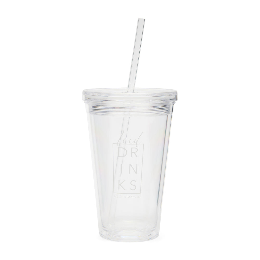 Rivièra Maison Iced Drinks To Go Cup & Straw - Plastic drinkbeker