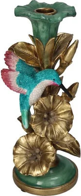 Slenders - Vogelkandelaar Colibri Multi met bloemen Goud H25,5