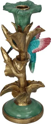 Slenders - Vogelkandelaar Colibri Multi met bloemen Goud H25,5