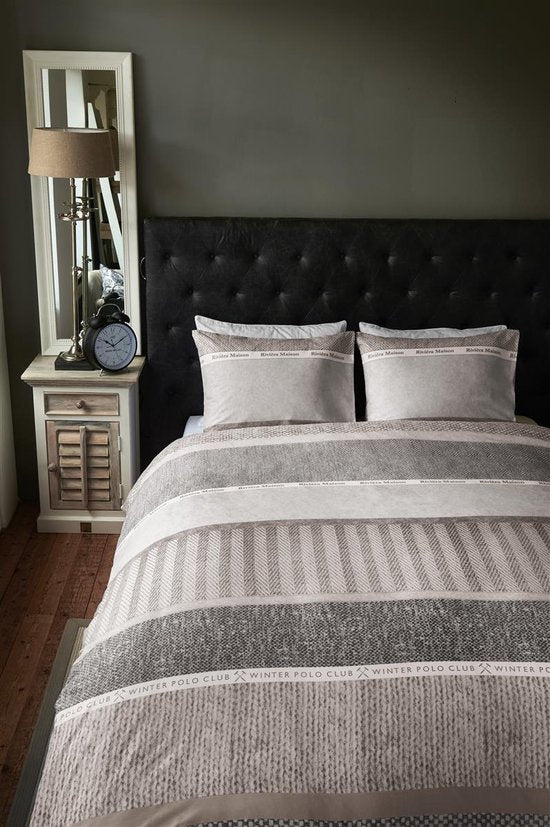Riviera Maison Winterclub dekbedovertrek - Lits-Jumeaux - 240x200/220 - Taupe
