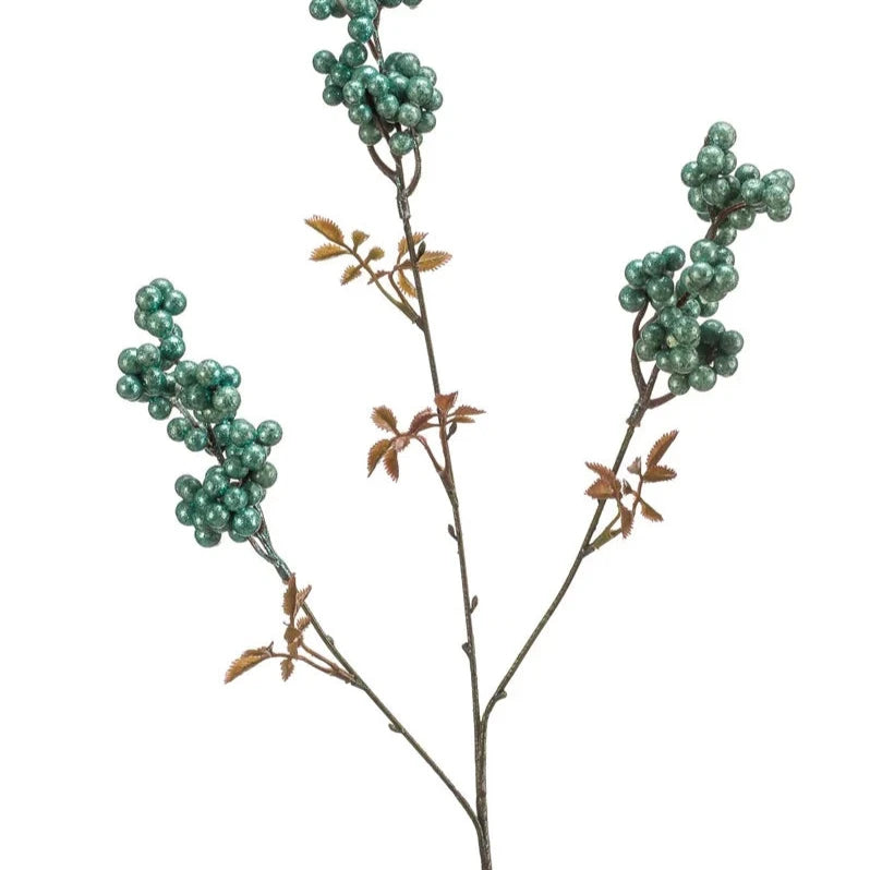 Kunstbloem Berry spray x3 turquoise H60