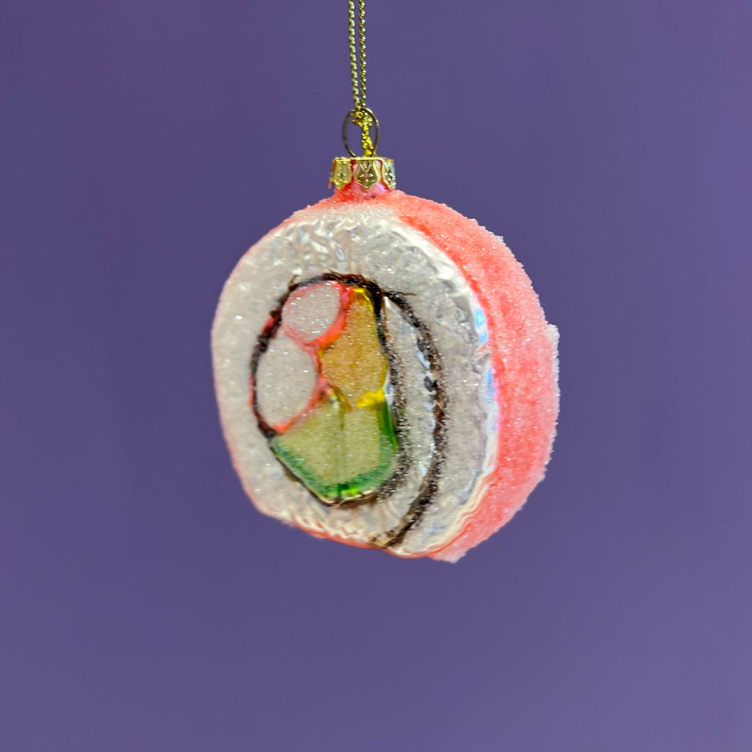 Kerstornament Sushi rol glas 6.5 cm