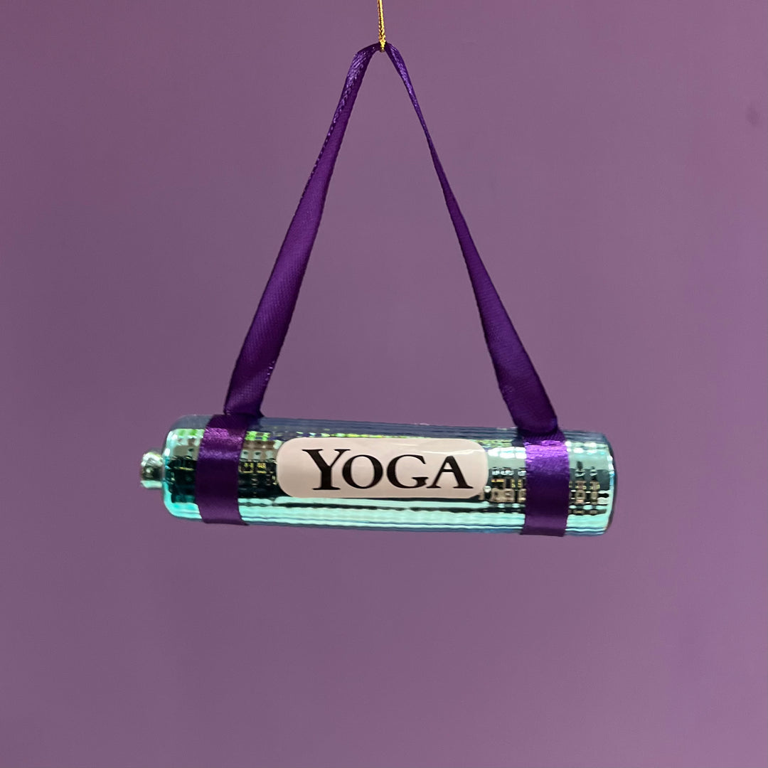 Kerstornament Yogamat Blauw 3 cm
