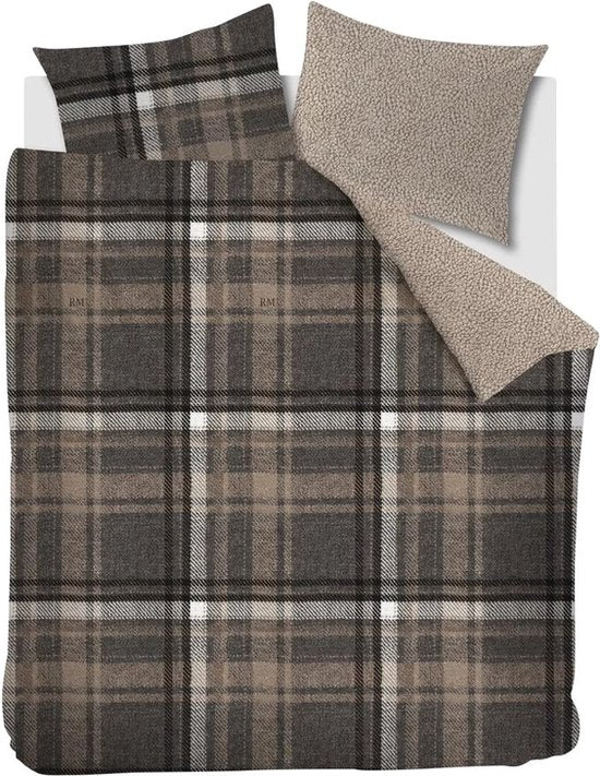 Riviera Maison Cozy Check dekbedovertrek - Lits-Jumeaux - 240x200/220 - Bruin