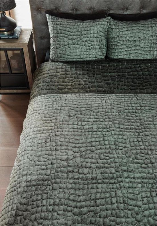 Rivièra Maison Croco Dekbedovertrek - Lits- Tweepersoons- 200x200/220 cm - Groen