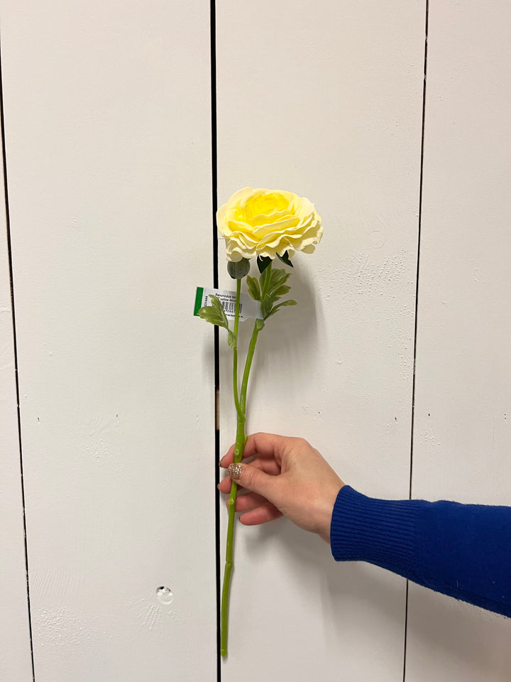 Kunstbloem Ranunculus/ranonkel geel 44 cm zijden bloem