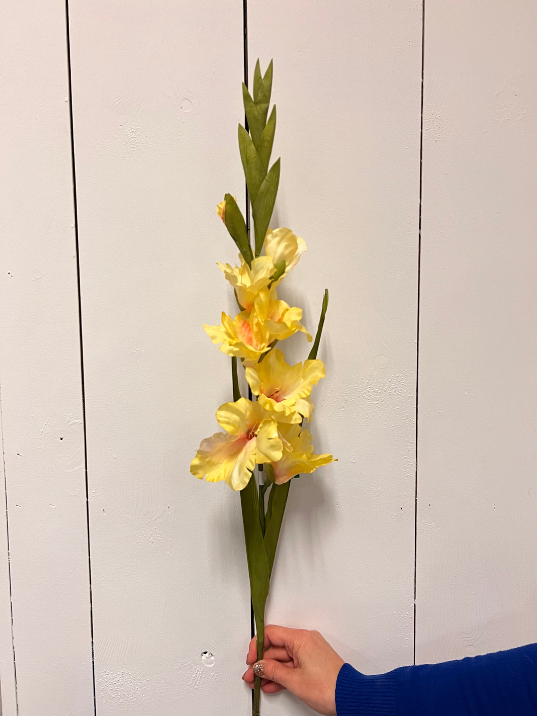Kunstbloem Gladiolus 93 cm geel zijde kunstbloem