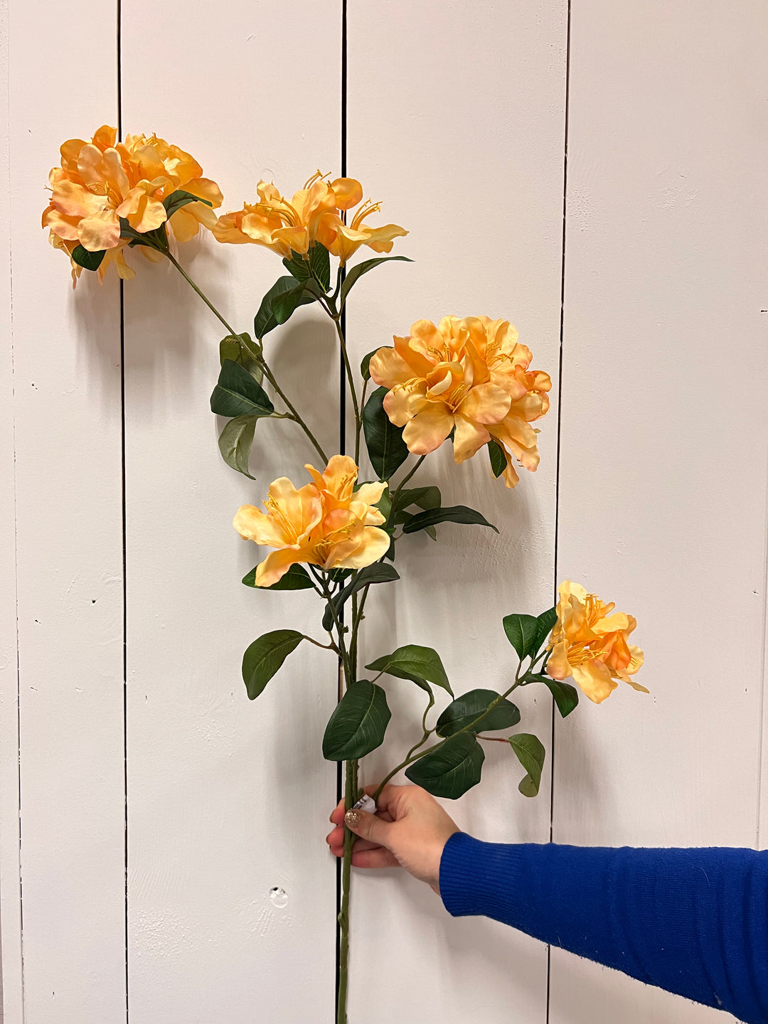 Kunstbloem Rhododendron oranje 118 cm zijde Kunstbloem