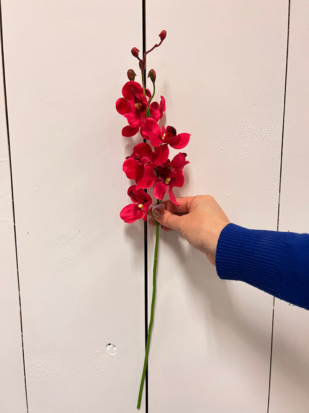 Kunstbloem Mokara/Orchidee rood/roze 54 cm zijde kunstbloem