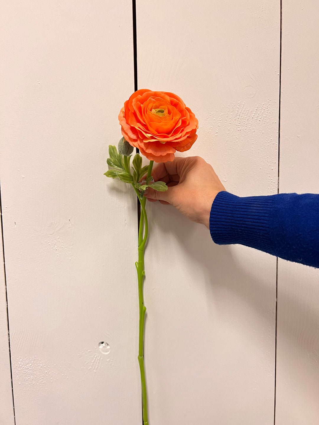 Kunstbloem Ranunculus/ranonkel oranje 44 cm zijden bloem