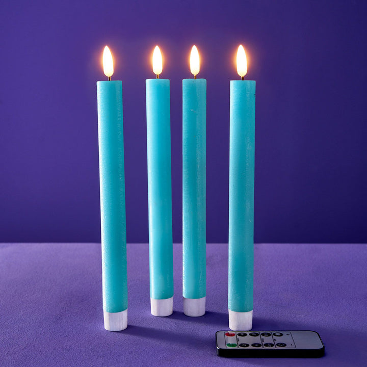Slenders - LED-Kaarsen Blauw van echt Kaarsvet set van 4 - H24.5