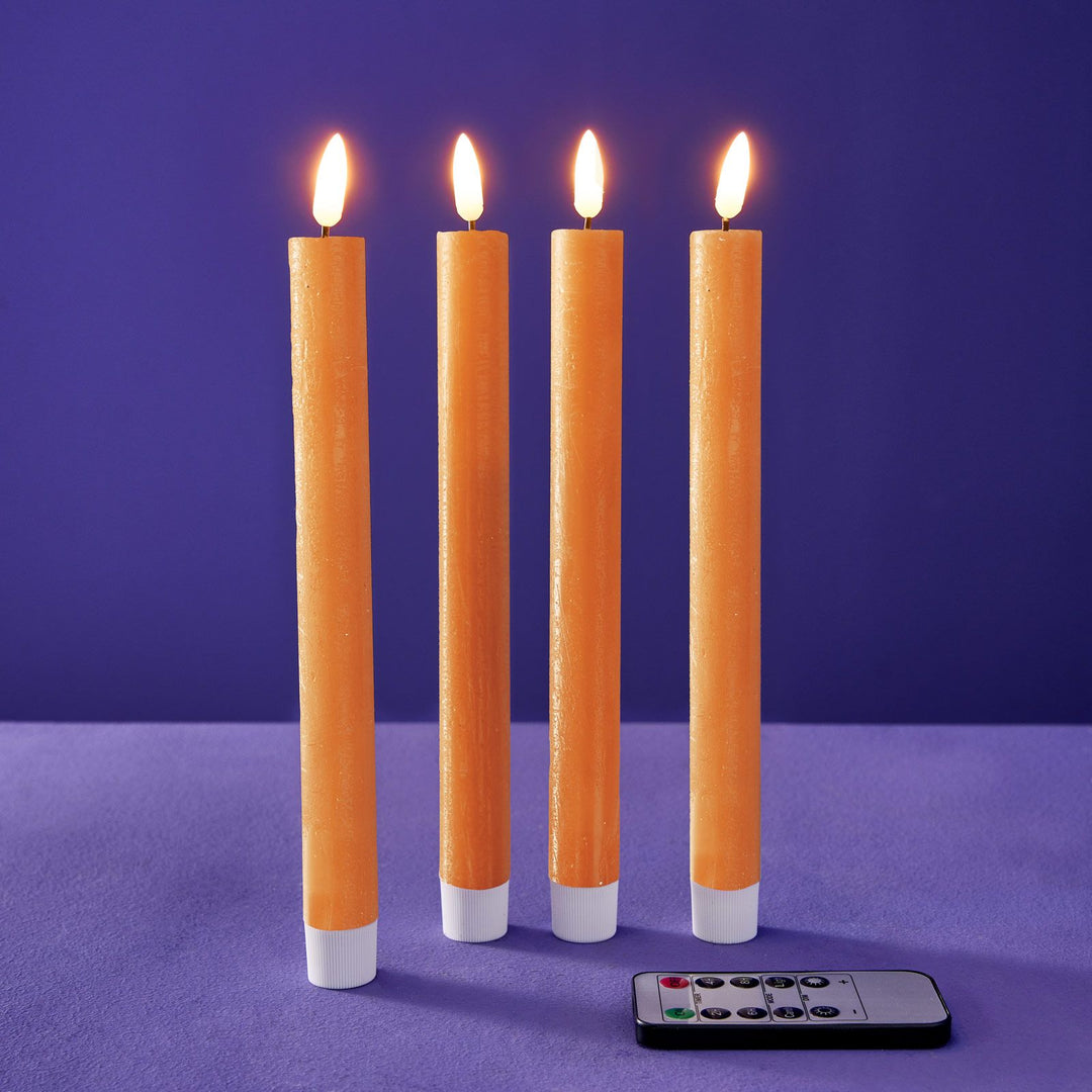 PRE-ORDER! Slenders - LED-Kaarsen Oranje van echt Kaarsvet set van 4 - H24.5