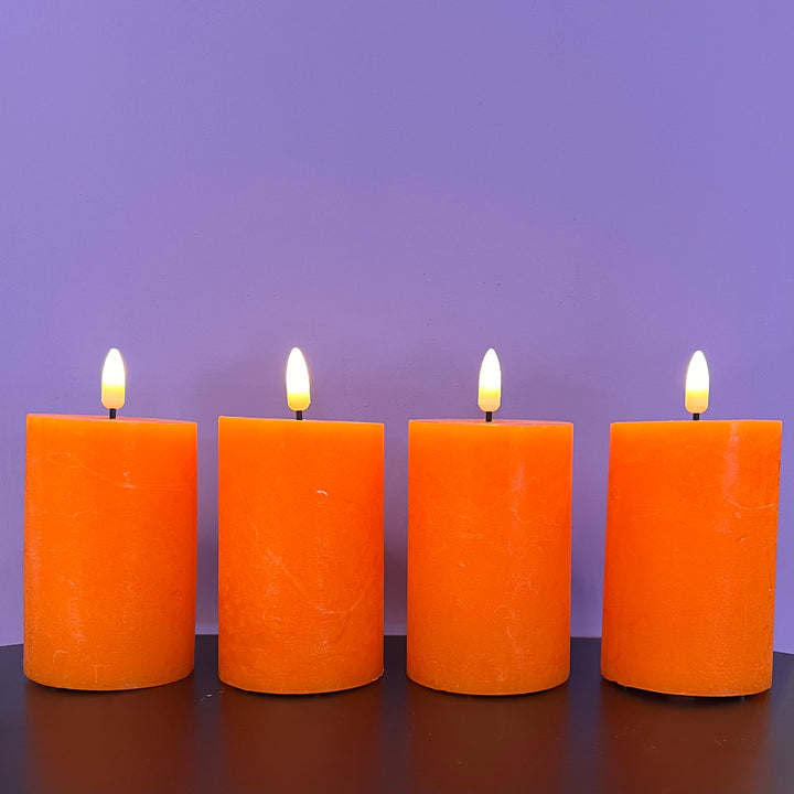 Slenders - LED-Kaarsen Oranje van echt Kaarsvet set van 4 - H10