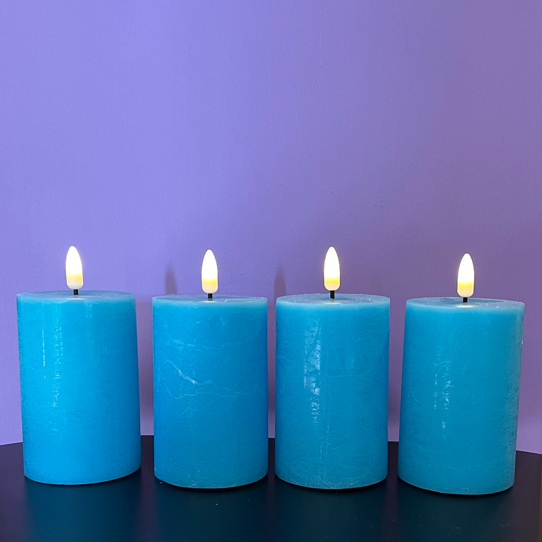 Slenders - LED-Kaarsen Blauw van echt Kaarsvet set van 4 - H10
