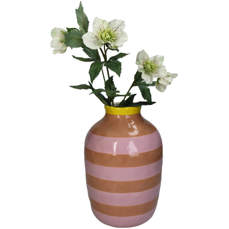 Vaas - bloemenvaas met verticale roze strepen