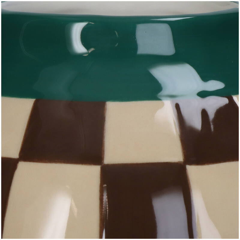 Vaas - bloemenvaas schaakbord motief beige/bruin