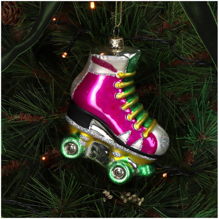 Kerstornament Rollerskates uit de jaren 90 glas 10 cm