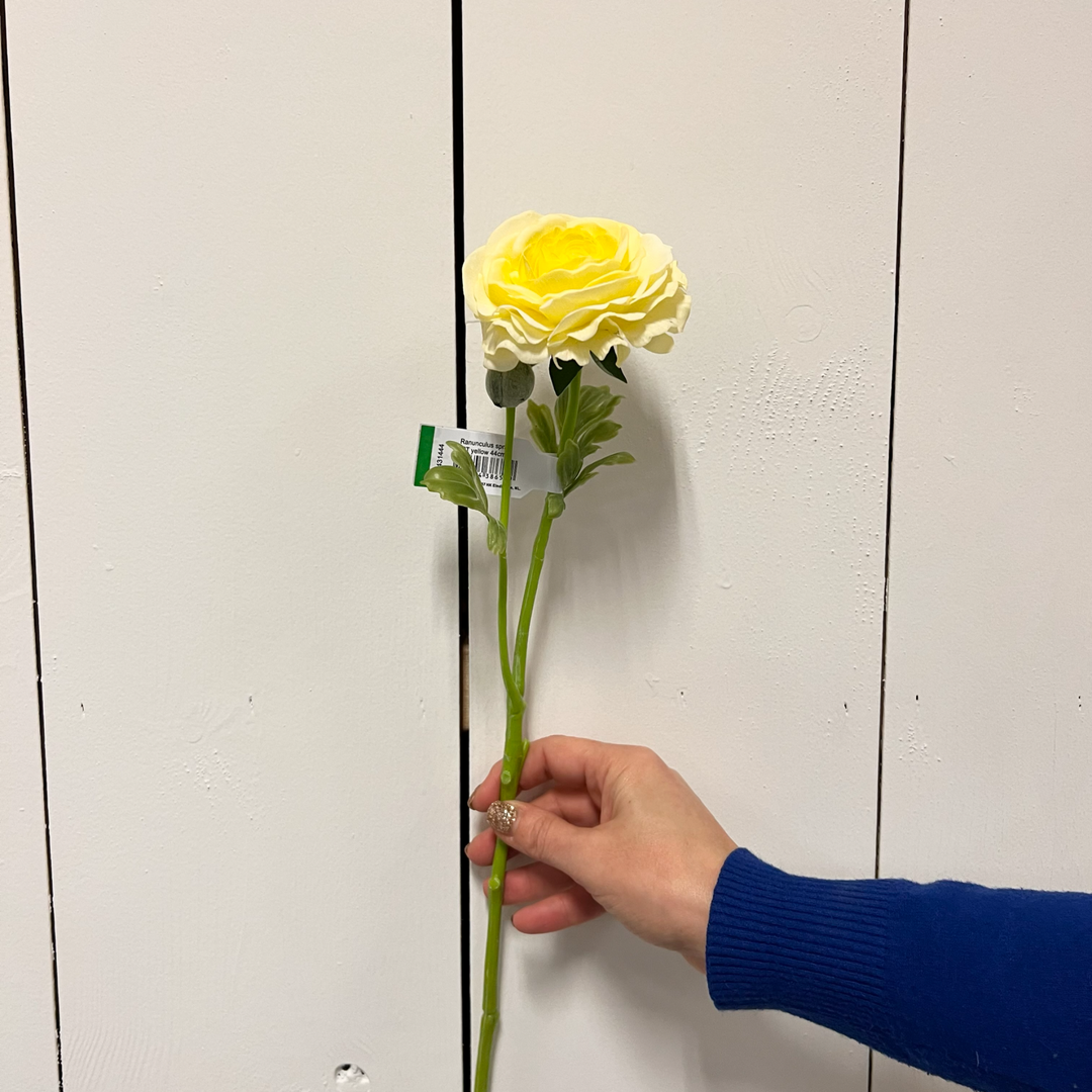 Kunstbloem Ranunculus/ranonkel geel 44 cm zijden bloem