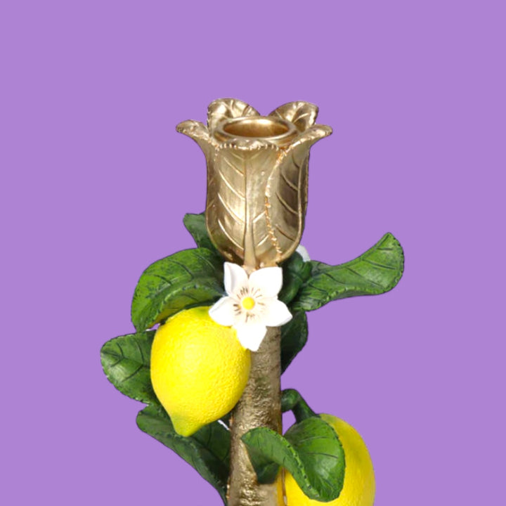 Slenders - Fruitkandelaar Citroen Geel met Bloem Wit H22