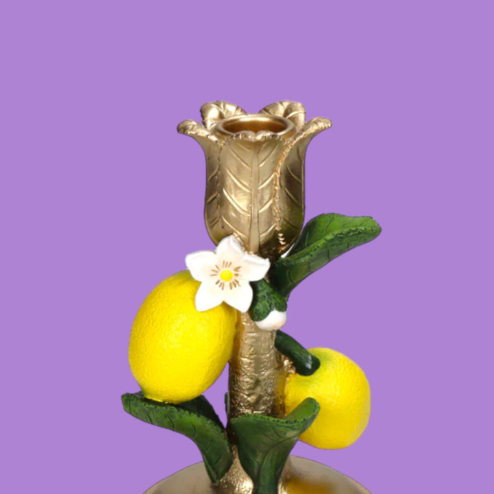 Slenders - Fruitkandelaar Citroen Geel met Bloem Wit H18