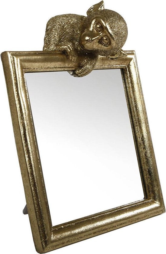 Spiegel rechthoekig Monkey goud polystone 18x6,8x22,5cm