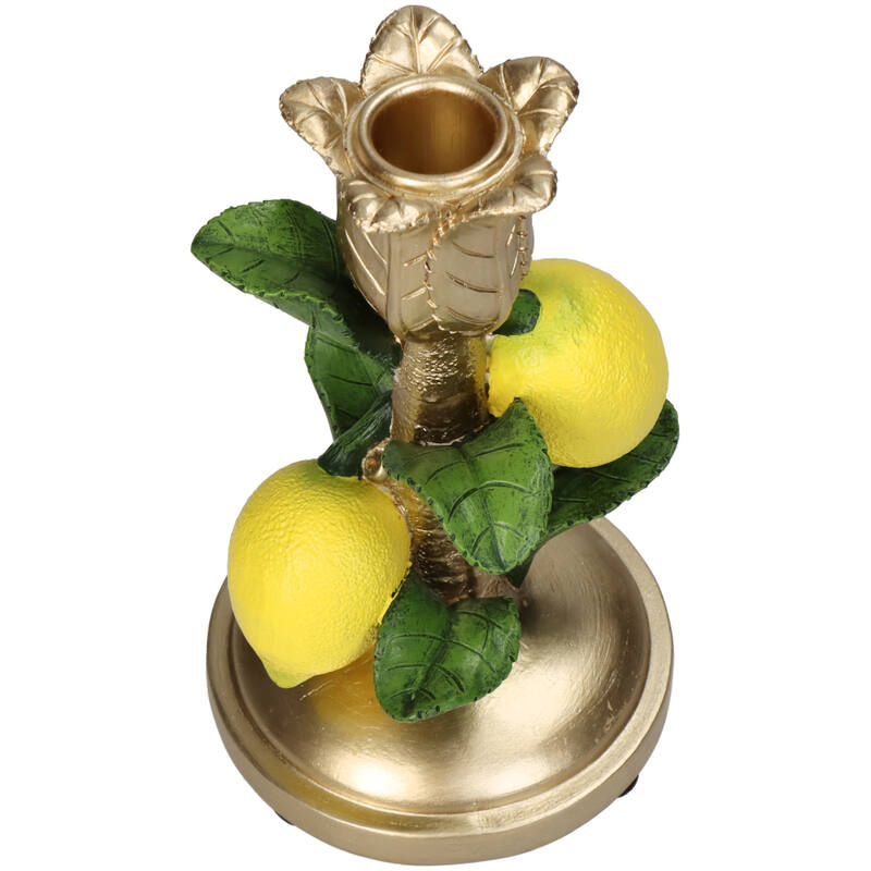 Slenders - Fruitkandelaar Citroen Geel met Bloem Wit H18