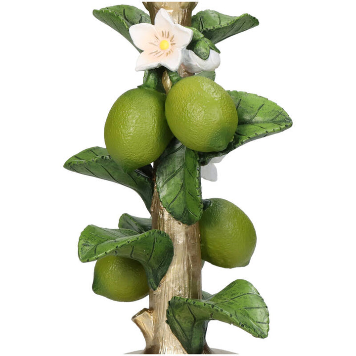 Slenders - Kandelaar Limoen Groen met Bloemen Wit H23.5