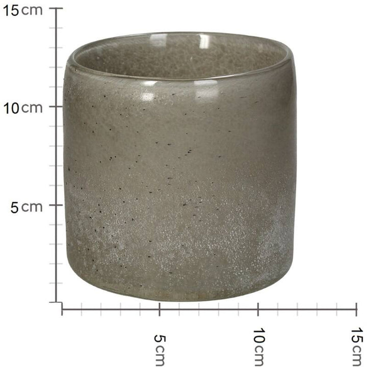 Waxinelichthouder glas beige 12x12x12 cm