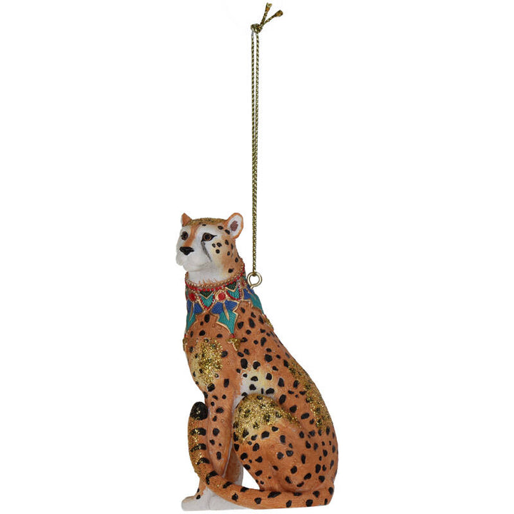 Kerstornament circus luipaard multi 10 cm