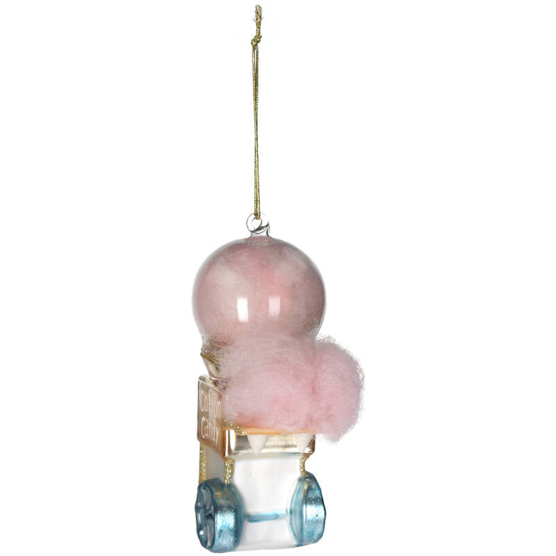 Kerstornament Suikerspinmachine roze glas 14 cm