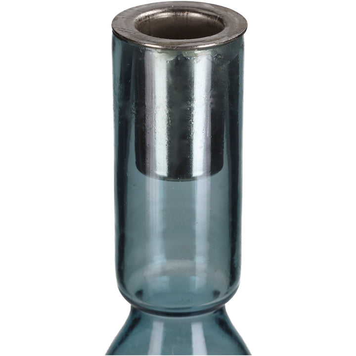 Slenders - Glazenkandelaar Blauw voor Dinerkaarsen H40 cm