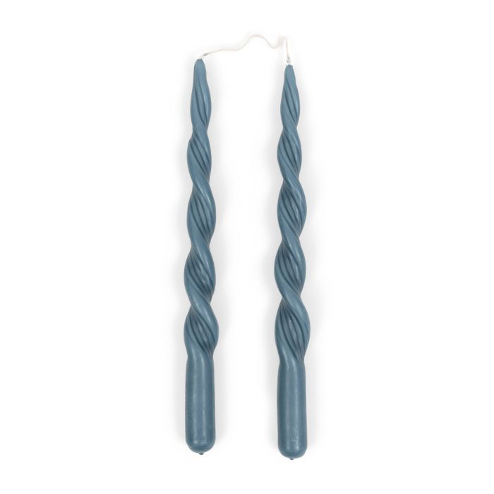 Twisted Dinner Candle blue 2 pieces