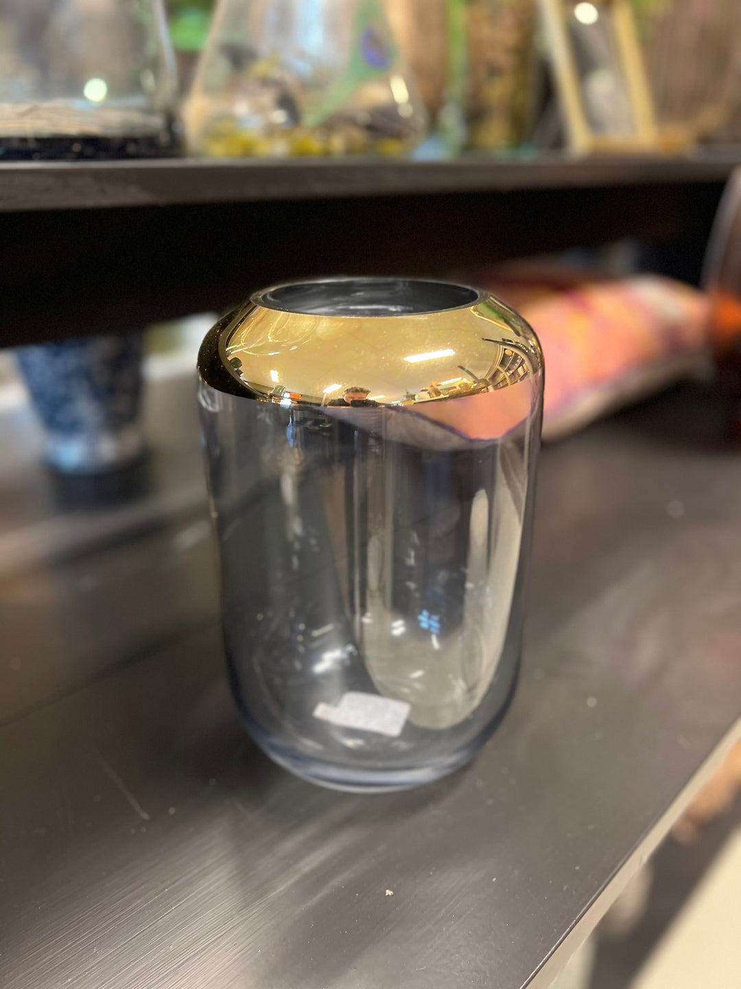 Vaas van glas met goude rand 25 cm